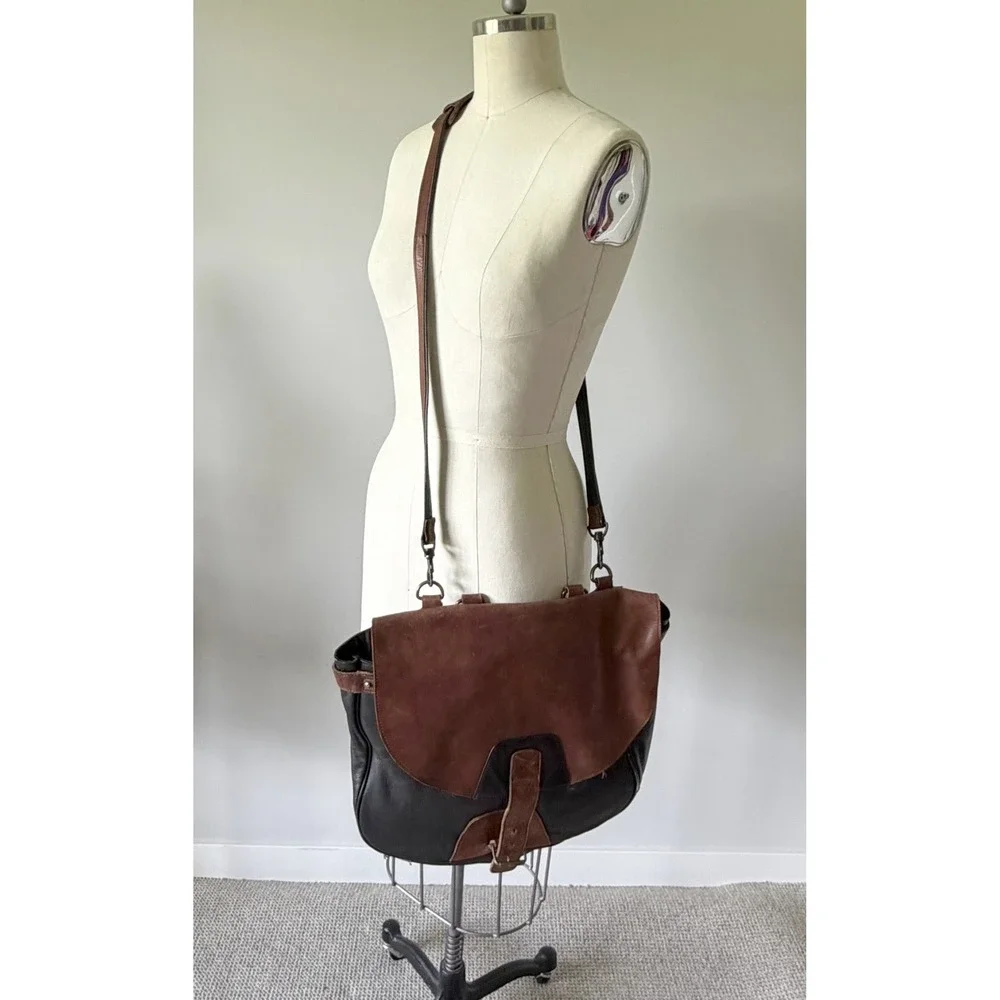 Wilsons Leather Messenger Bag Brown Black Leather Crossbody Satchel Laptop Bag